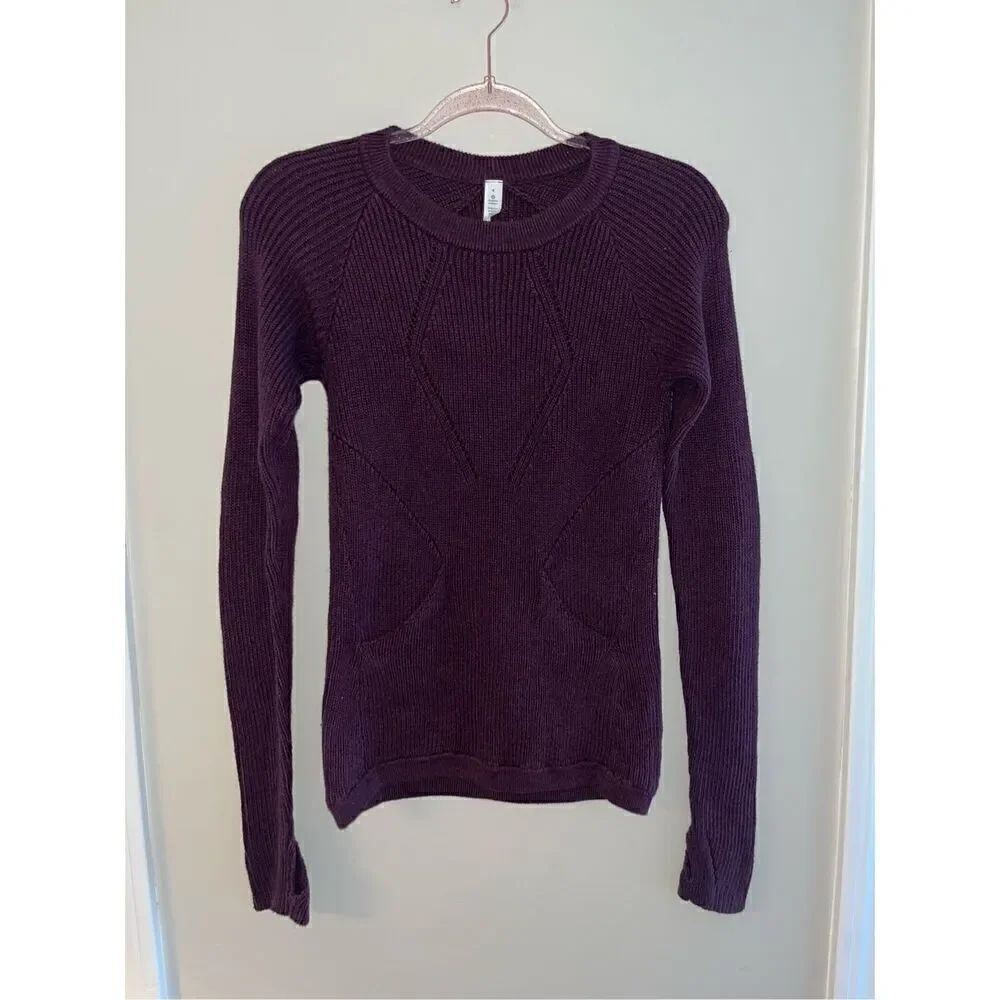 Lululemon Womens The Sweater The Better Knit Pullover Heathered Bordeaux Sz 4